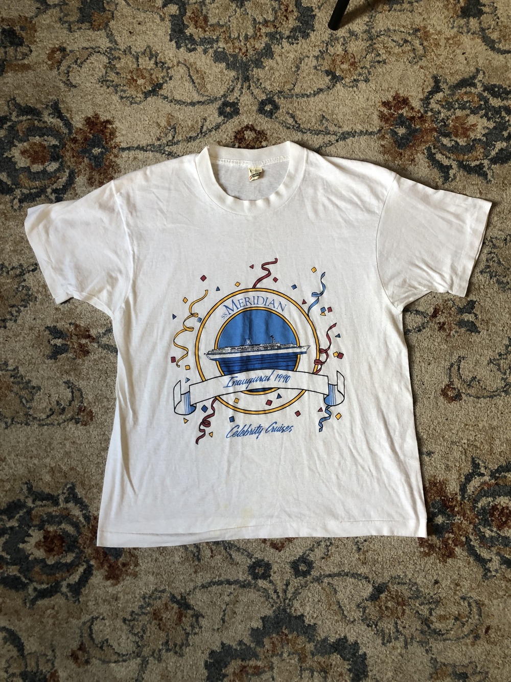 Vintage SS Meridian Shirt Mens Large Celebrity Cruises Inaugural 1990 Boat 90s